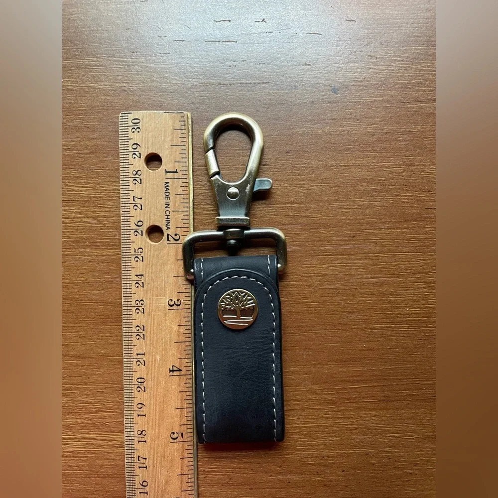 Timberland Black Leather Keychain